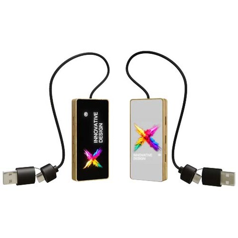 SCX.design H21 8-in-1 USB-Hub mit doppeltem Eingang und 6 Anschlüssen, holz bedrucken, Art.-Nr. 1PX19971