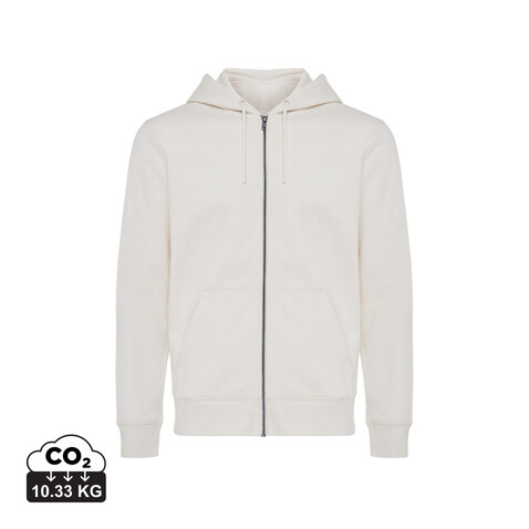 IQONIQ Abisko Zip-Kapuzenpullover aus recycelter Baumwolle natural raw bedrucken, Art.-Nr. T9600.018.5XL
