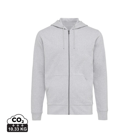 IQONIQ Abisko Zip-Kapuzenpullover aus recycelter Baumwolle heather grey bedrucken, Art.-Nr. T9600.013.4XL