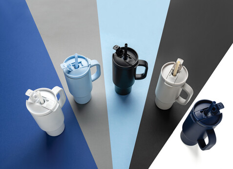 Cruiser kompakter, auslaufsicherer RCS rec. Becher 480ml navy blau bedrucken, Art.-Nr. P437.1525