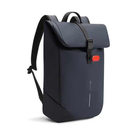 Urban wasserabweisender Flap-Top Rucksack navy blau, schwarz bedrucken, Art.-Nr. P706.2625
