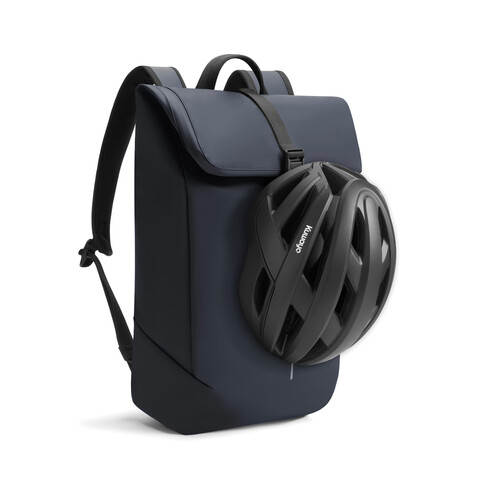 Urban wasserabweisender Flap-Top Rucksack navy blau, schwarz bedrucken, Art.-Nr. P706.2625