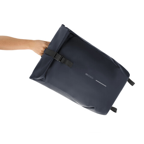 Urban wasserabweisender Flap-Top Rucksack navy blau, schwarz bedrucken, Art.-Nr. P706.2625