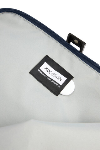 Urban wasserabweisender Flap-Top Rucksack navy blau, schwarz bedrucken, Art.-Nr. P706.2625