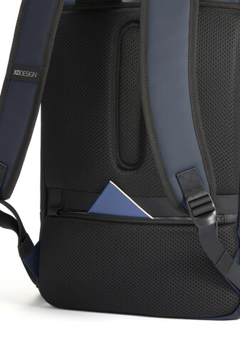 Urban wasserabweisender Flap-Top Rucksack navy blau, schwarz bedrucken, Art.-Nr. P706.2625