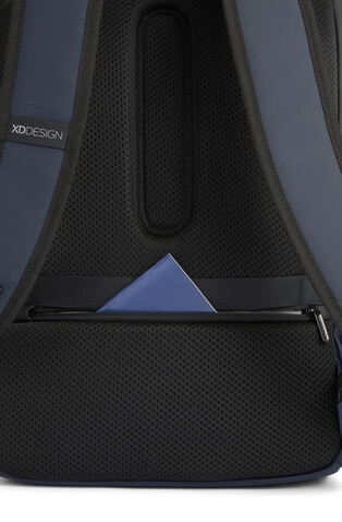 Urban wasserabweisender Flap-Top Rucksack navy blau, schwarz bedrucken, Art.-Nr. P706.2625