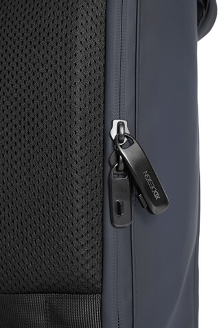 Urban wasserabweisender Flap-Top Rucksack navy blau, schwarz bedrucken, Art.-Nr. P706.2625