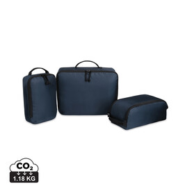 Renew AWARE™ rPET 3-teiliges Packing-Cube-Set navy blau bedrucken, Art.-Nr. 101038-410