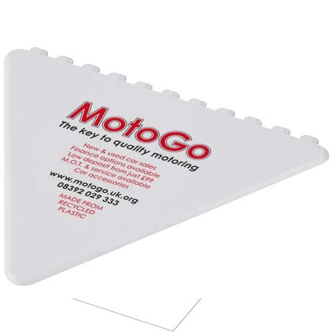 Frosty triangular recycled plastic ice scraper, weiss bedrucken, Art.-Nr. 21049801