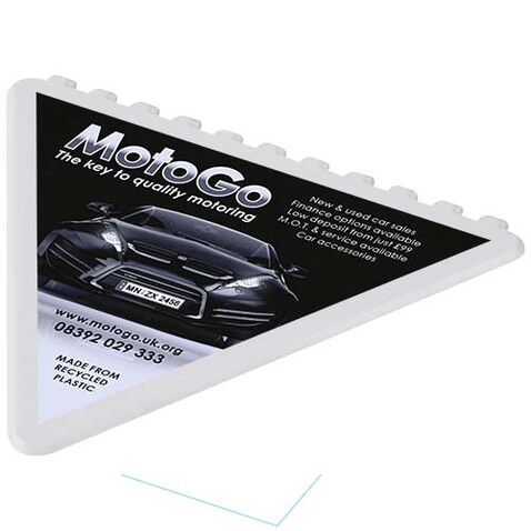 Frosty triangular recycled plastic ice scraper, weiss bedrucken, Art.-Nr. 21049801