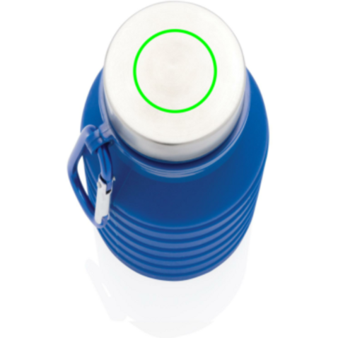 Auslaufgeschützte faltbare Silikonflasche blau bedrucken, Art.-Nr. P432.625