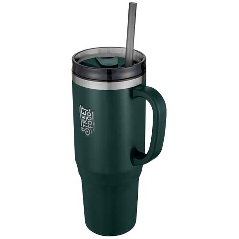 Melbourne 1200 ml RCS-zertifizierter Isolierbecher mit Strohhalm, Green flash bedrucken, Art.-Nr. 10080164