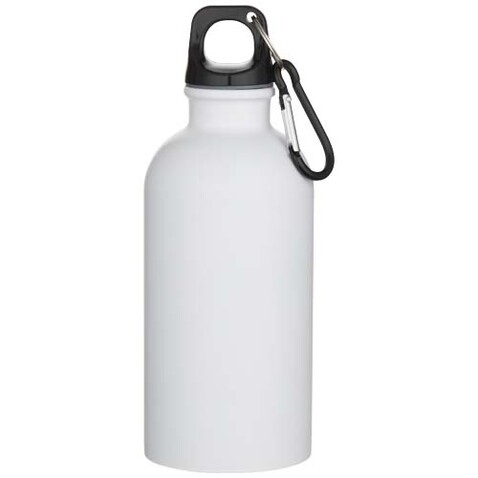 Oregon 400 ml matte RCS-zertifizierte einwandige Trinkflasche aus recyceltem Edelstahl mit Karabinerhaken, weiss bedrucken, Art.-Nr. 10087101