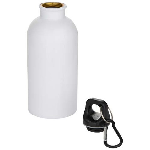 Oregon 400 ml RSC-zertifizierte einwandige Sublimation Trinkflasche aus recyceltem Edelstahl mit Karabinerhaken, weiss bedrucken, Art.-Nr. 10087301