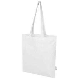 Madras Blend 140 g/m² Tragetasche aus GRS-recycelter Baumwolle 7L, weiss bedrucken, Art.-Nr. 12076001 Madras Blend 140 g/m² Tragetasche aus GRS-recycelter Baumwolle 7L, weiss bedrucken, Art.-Nr. 12076001