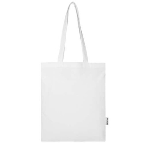 Madras Blend 140 g/m² Tragetasche aus GRS-recycelter Baumwolle 7L, weiss bedrucken, Art.-Nr. 12076001