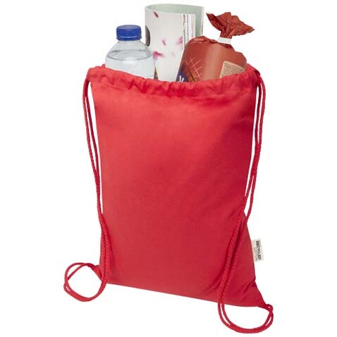 Oregon Blend 140 g/m² GRS-recycelter Turnbeutel 5 L, rot bedrucken, Art.-Nr. 12076121
