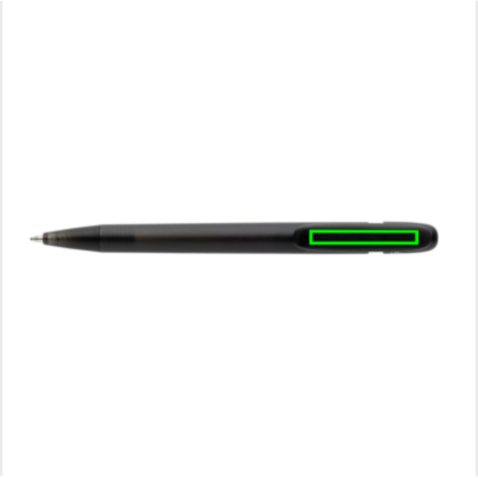 Devin transparenter Stift aus GRS zertifiziertem rABS schwarz bedrucken, Art.-Nr. P611.2601