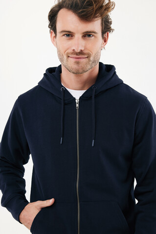 IQONIQ Abisko Zip-Kapuzenpullover aus recycelter Baumwolle navy blau bedrucken, Art.-Nr. T9600.002.4XL