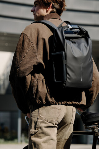 Urban wasserabweisender Fahrrad-Rucksack schwarz, grau bedrucken, Art.-Nr. P706.3101