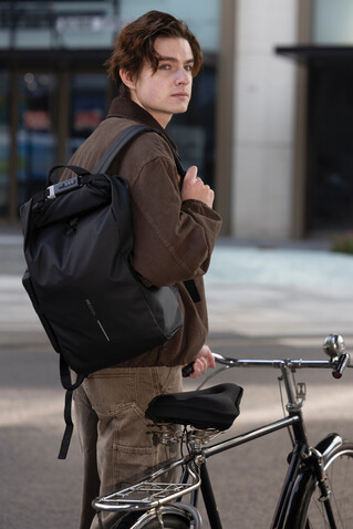 Urban wasserabweisender Fahrrad-Rucksack schwarz, grau bedrucken, Art.-Nr. P706.3101
