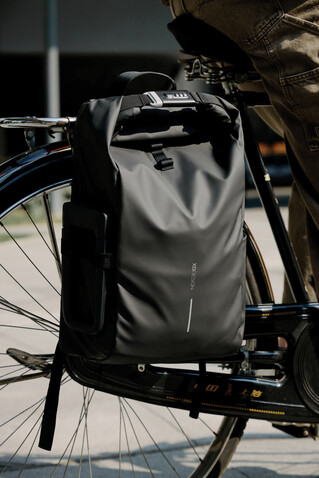 Urban wasserabweisender Fahrrad-Rucksack schwarz, grau bedrucken, Art.-Nr. P706.3101