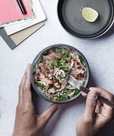Black+Blum Glass Lunch Bowl 750ml silber bedrucken, Art.-Nr. P439.0402