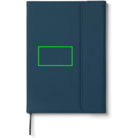 VINGA Baltimore GRS-zertifiziertes Papier &amp; PU-Notizbuch navy blau bedrucken, Art.-Nr. V773105