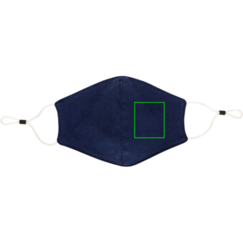 Wiederverwendbare 2-lagige Baumwoll-Gesichtsmaske navy blau bedrucken, Art.-Nr. P265.895
