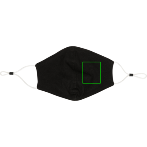 Wiederverwendbare 2-lagige Baumwoll-Gesichtsmaske schwarz bedrucken, Art.-Nr. P265.891