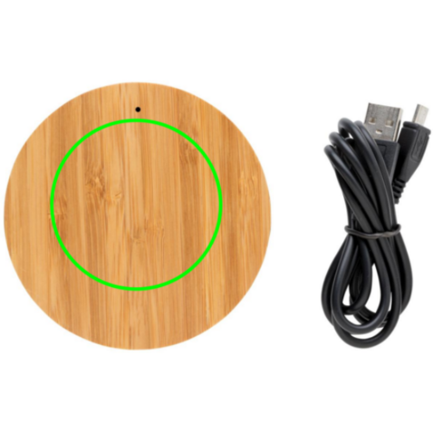 Bamboo X 5W Wireless Charger braun bedrucken, Art.-Nr. P308.279