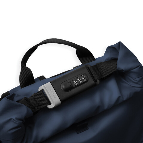 Urban wasserabweisender Anti-Diebstahl Rucksack navy blau, schwarz bedrucken, Art.-Nr. P706.2825
