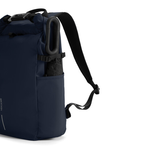 Urban wasserabweisender Anti-Diebstahl Rucksack navy blau, schwarz bedrucken, Art.-Nr. P706.2825