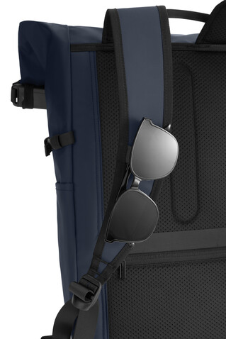 Urban wasserabweisender Anti-Diebstahl Rucksack navy blau, schwarz bedrucken, Art.-Nr. P706.2825