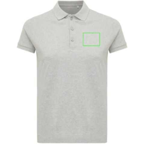 IQONIQ Yosemite Damen Piqué-Poloshirt aus rec. Baumwolle heather grey bedrucken, Art.-Nr. T4200.013.XXL