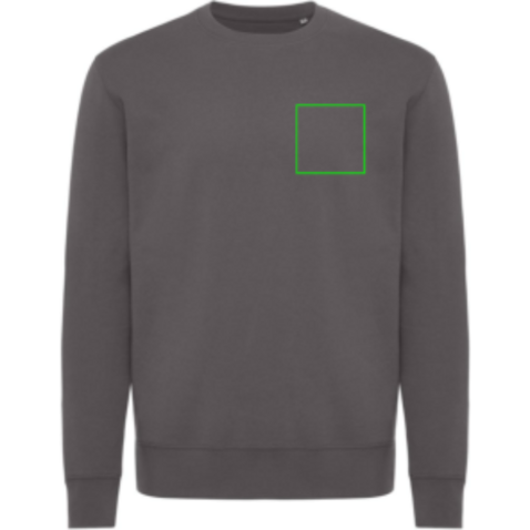 IQONIQ Kruger Relax-Rundhals-Sweater aus recycelt. Baumwolle anthrazit bedrucken, Art.-Nr. T9302.019.XL
