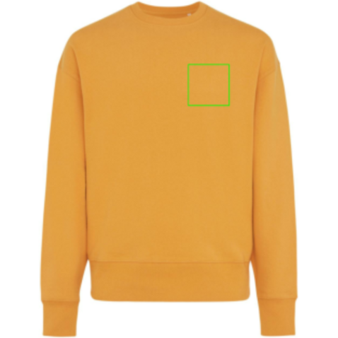 IQONIQ Kruger Relax-Rundhals-Sweater aus recycelt. Baumwolle sundial orange bedrucken, Art.-Nr. T9302.012.XXS