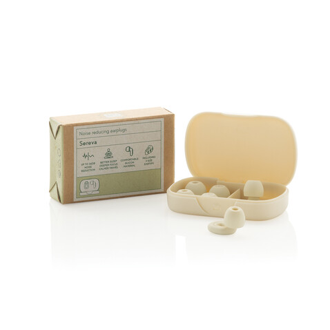 Sereva Geräuschreduzierende Ohrstöpsel beige bedrucken, Art.-Nr. P457.0519