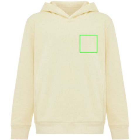 IQONIQ Yengo KidsHoodie mit Seitentaschen aus rec. Baumwolle cream yellow bedrucken, Art.-Nr. T6404.036.910