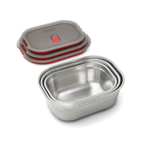 Black+Blum 3-tlg. Mealprep Box Set - klein, medium, groß grau bedrucken, Art.-Nr. P439.2102