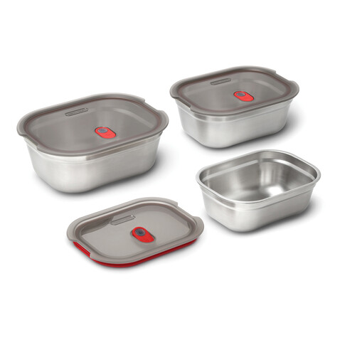 Black+Blum 3-tlg. Mealprep Box Set - klein, medium, groß grau bedrucken, Art.-Nr. P439.2102