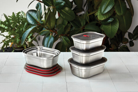 Black+Blum 3-tlg. Mealprep Box Set - klein, medium, groß grau bedrucken, Art.-Nr. P439.2102