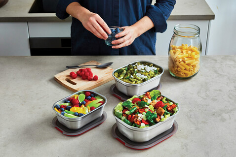 Black+Blum 3-tlg. Mealprep Box Set - klein, medium, groß grau bedrucken, Art.-Nr. P439.2102
