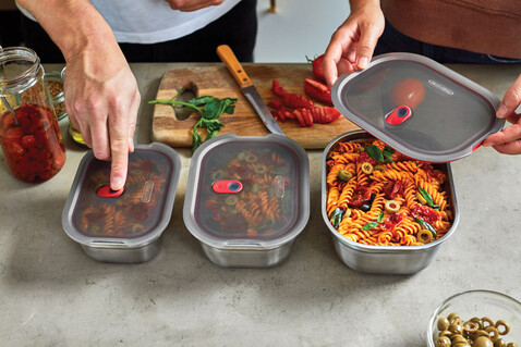 Black+Blum 3-tlg. Mealprep Box Set - klein, medium, groß grau bedrucken, Art.-Nr. P439.2102