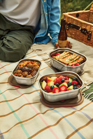 Black+Blum 3-tlg. Mealprep Box Set - klein, medium, groß grau bedrucken, Art.-Nr. P439.2102