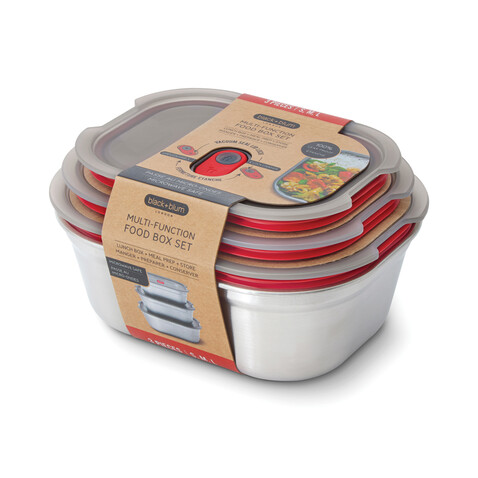 Black+Blum 3-tlg. Mealprep Box Set - klein, medium, groß grau bedrucken, Art.-Nr. P439.2102