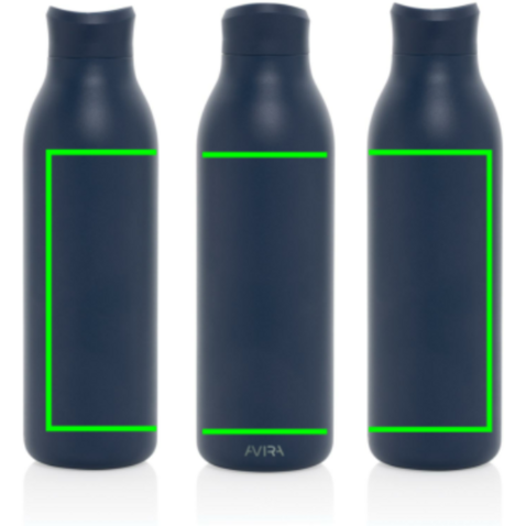 Avira Alok 360 Klick-Wasserflasche aus RCS rec. Stahl, 600ml navy blau bedrucken, Art.-Nr. P438.0925