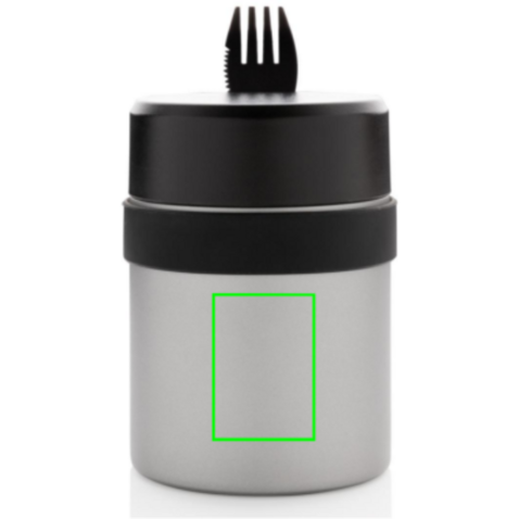 Bogota Food-Container mit Keramik-Überzug silber, schwarz bedrucken, Art.-Nr. P432.971