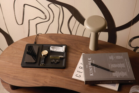 VINGA Timo RCS Desk-Charger und Ablage schwarz bedrucken, Art.-Nr. V3080001