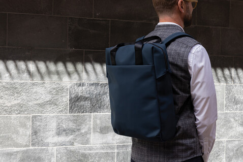 VINGA Baltimore RCS Tote Rucksack navy blau bedrucken, Art.-Nr. V7050025
